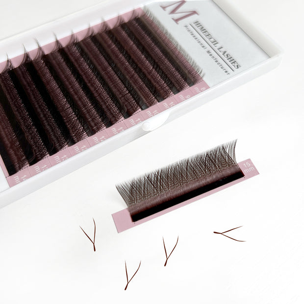 Volume Premade Fan YY Lashes Extensions 0.07mm (BROWN）