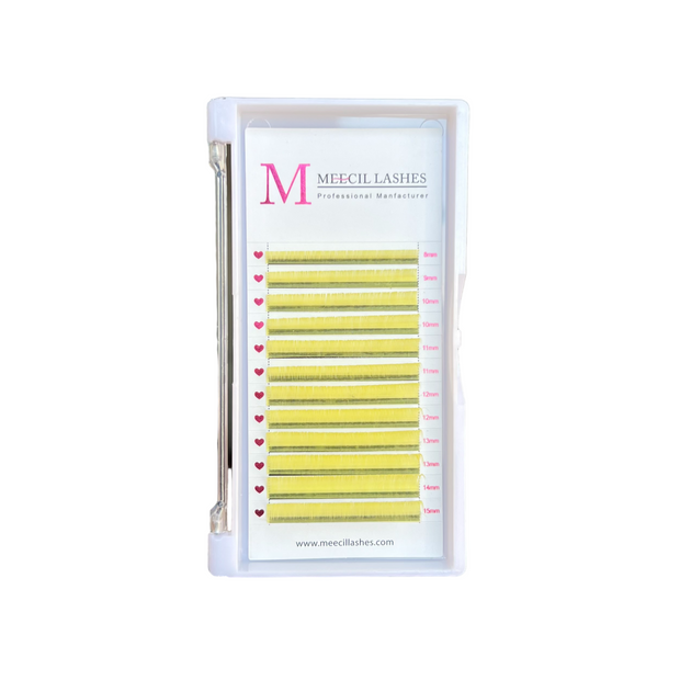 0.05MM Hot Sale Yellow Faux Mink Coloured Eyelash Extension