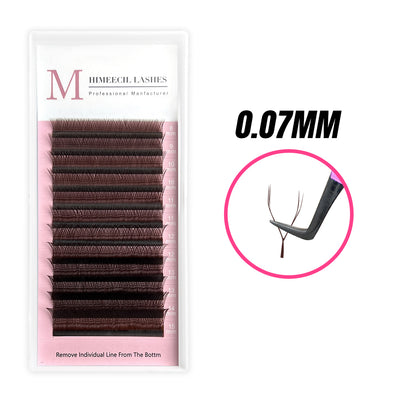 Volume Premade Fan YY Lashes Extensions 0.07mm (BROWN）