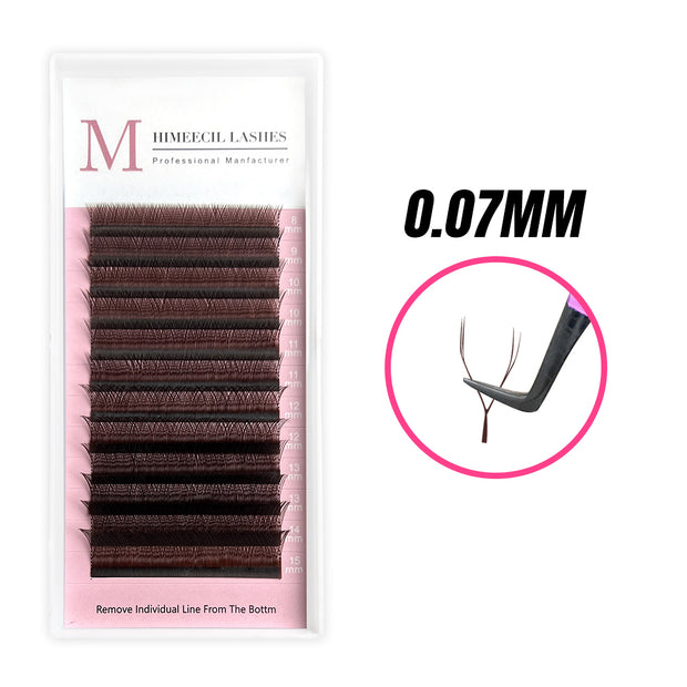 Volume Premade Fan YY Lashes Extensions 0.07mm (BROWN）