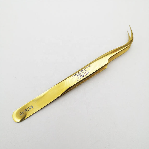 NEW MCS-15 GOLD TWEEZERS MORE DURABLE FOR EYELASH EXTENSION